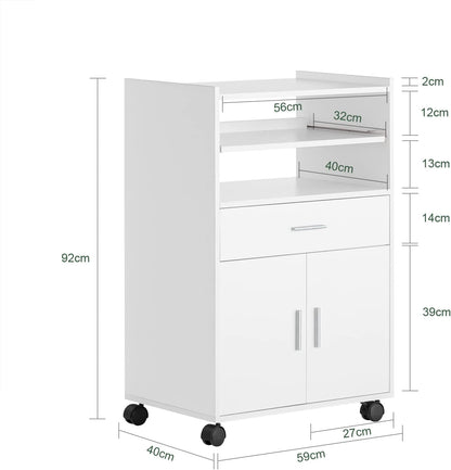 Küchenschrank | Mikrowellenschrank | Rollschrank Weiss FSB09-W
