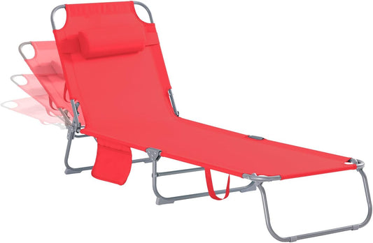 Strandliege | Gartenliege | Sonnenliege klappbar | Rot | OGS35-R