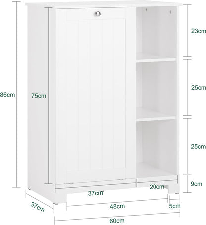 Wäscheschrank mit Wäschesack | Wäschesammler | Wäschekorb | Weiss BZR105-W