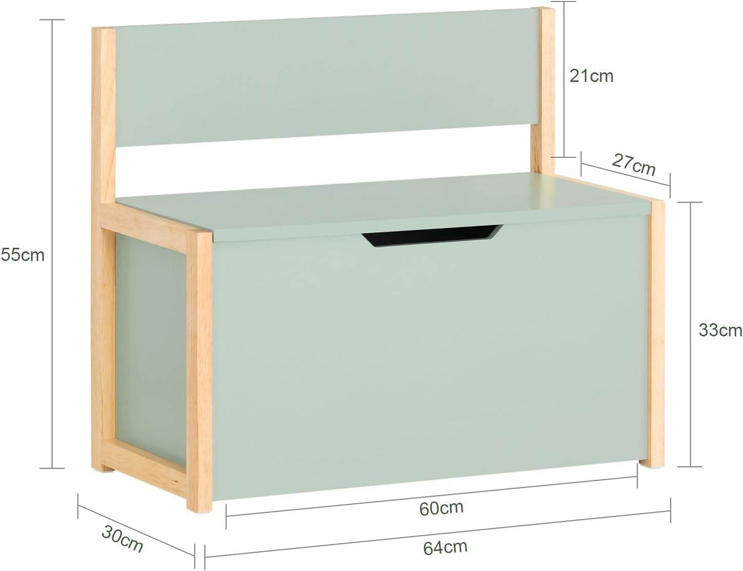 Kinder Sitzbank mit Bücherregal | Spielzeugtruhe | Aufbewahrungsbox | Grün-Natur - Palo24