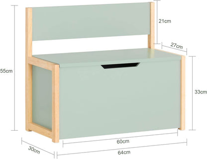 Kinder Sitzbank mit Bücherregal | Spielzeugtruhe | Aufbewahrungsbox | Grün-Natur - Palo24