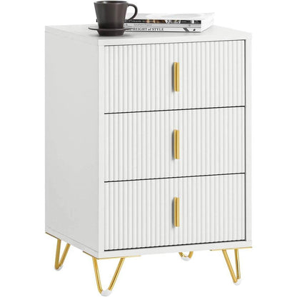 Nachttisch mit 3 Schubladen | Sofatisch | Beistelltisch | Weiss - Palo24