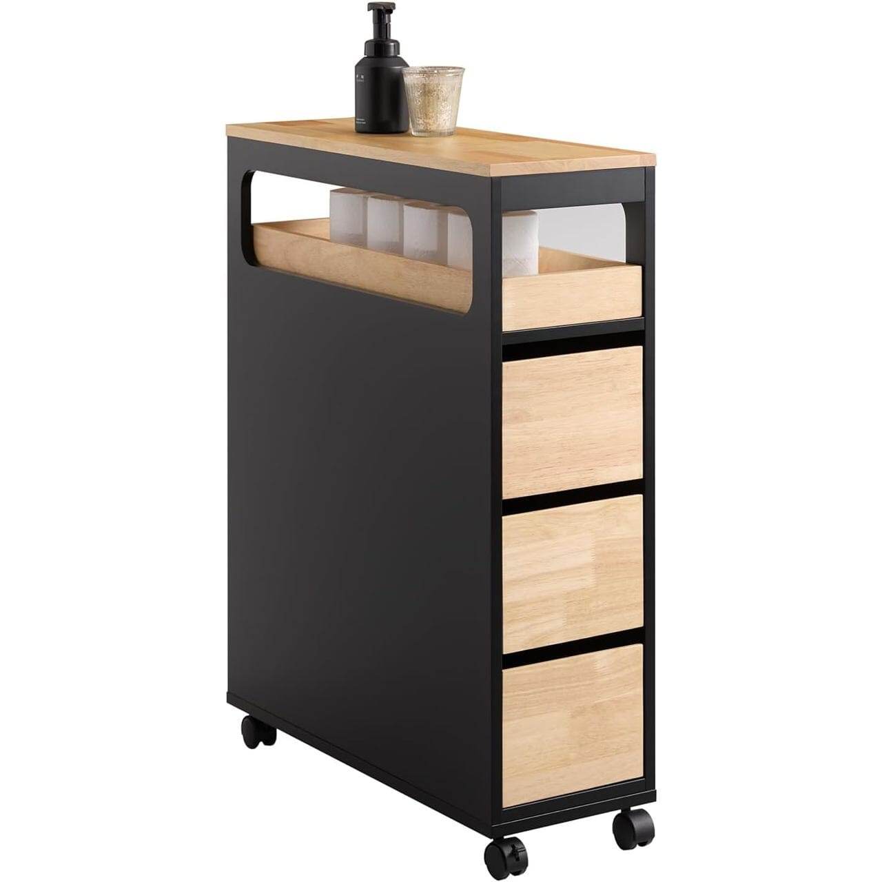 Nischenregal mit 3 Schubladen | Küchenregal schmales | Nischenwagen | BZR54-SCH - Palo24