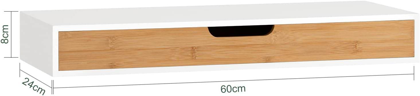 Schweberegal Weiss Hängeschublade | Wandschublade Bambus | FRG93-WN - Palo24