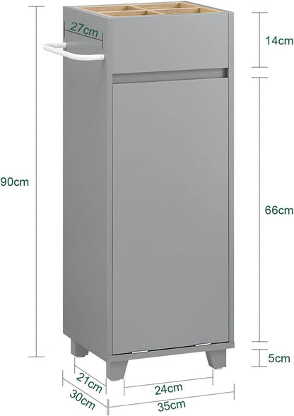 Wäscheschrank mit ausklappbarem Wäschesack | Wäschesammler | Wäschekorb | Dunkelgrau - Palo24
