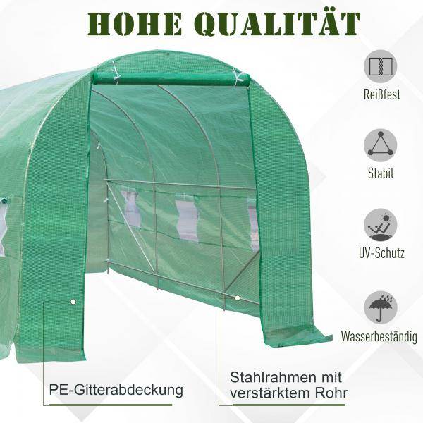 frühbeet zelt Foliengewächshaus Treibhaus Frühbeet 4,5 x 2 x 2 m | Grün