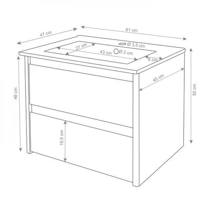 Badezimmerset HWC-B19, Waschtisch Spiegelschrank Hängeschrank, hochglanz ~ grau