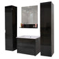 Set da bagno HWC-B19, lavabo specchio da parete 2x pensile, lucido ~ nero