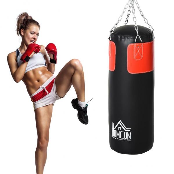 Boxsack Trainingsdummy Boxtraining Boxen mit Boxhandschuhen Schwarz Ø30 x 120 cm