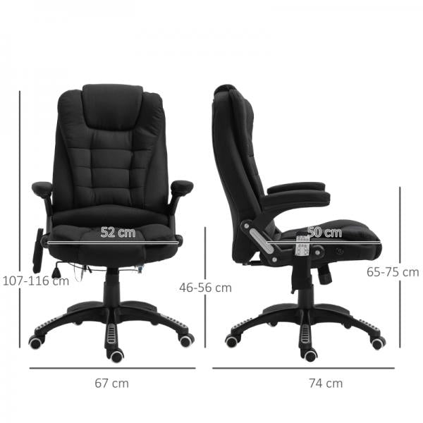 Fauteuil de massage, fauteuil de direction avec fonction massage, chaise de bureau, noir