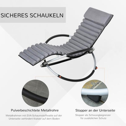 Schaukelstuhl ergonomischer 2 In 1 Schwingsessel Schaukelliege kugelförmig Dunkelgrau