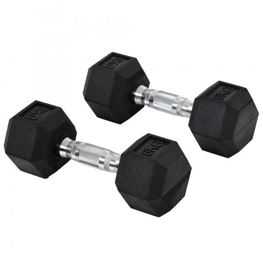 2er-Set Gummi-Hantel Fitness Hantel Kurzhantel Metall Gummi schwarz 6 KG