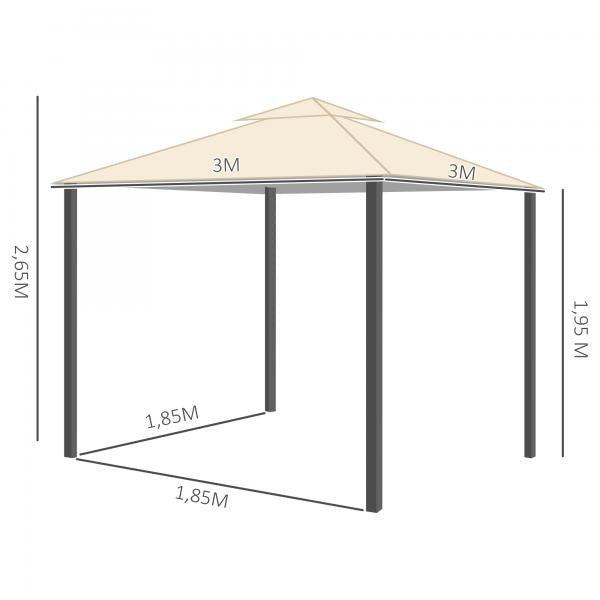 Luxus Pavillon 3x3 m wetterfest