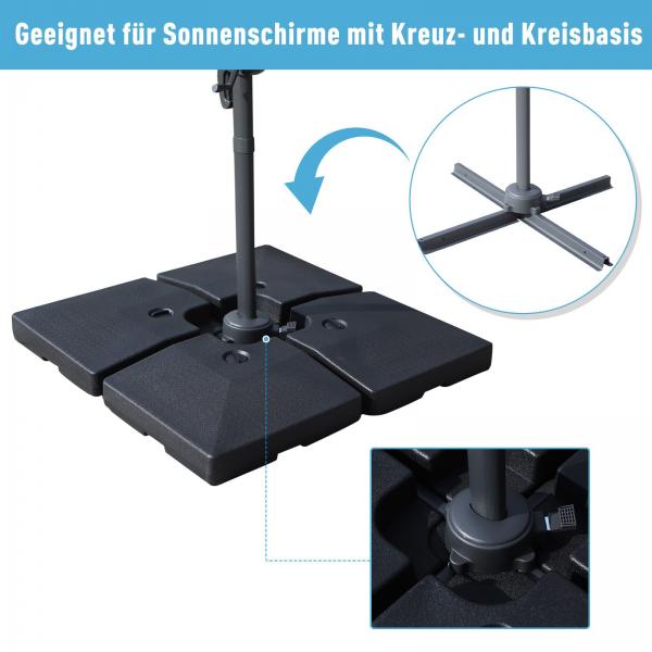 Sonnenschirmständer 4 x befüllbar mit Sand Wasser HDPE -Kunststoffpro bis zu 130 kg - Palo24