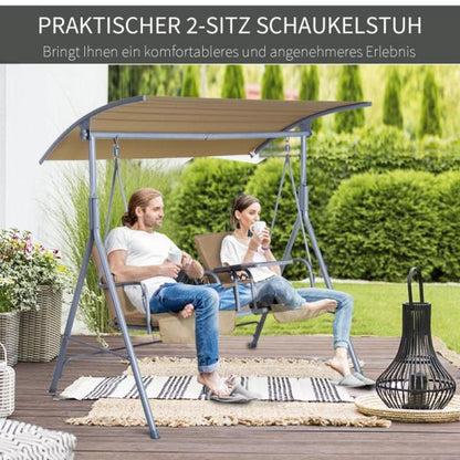 Hollywoodschaukel Gartenschaukel mit Sonnendach 2-Sitzer Beige