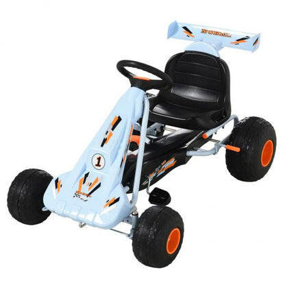 Go Kart Mit Pedal Kinderfahrzeug Tretauto mit Pedal für 3-8 Jahre Stahl Hellblau