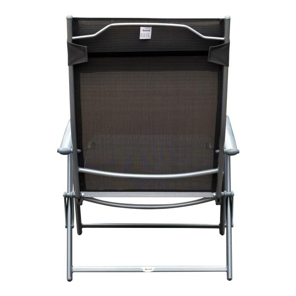 Bain de soleil avec coussin transat de jardin pliable gris