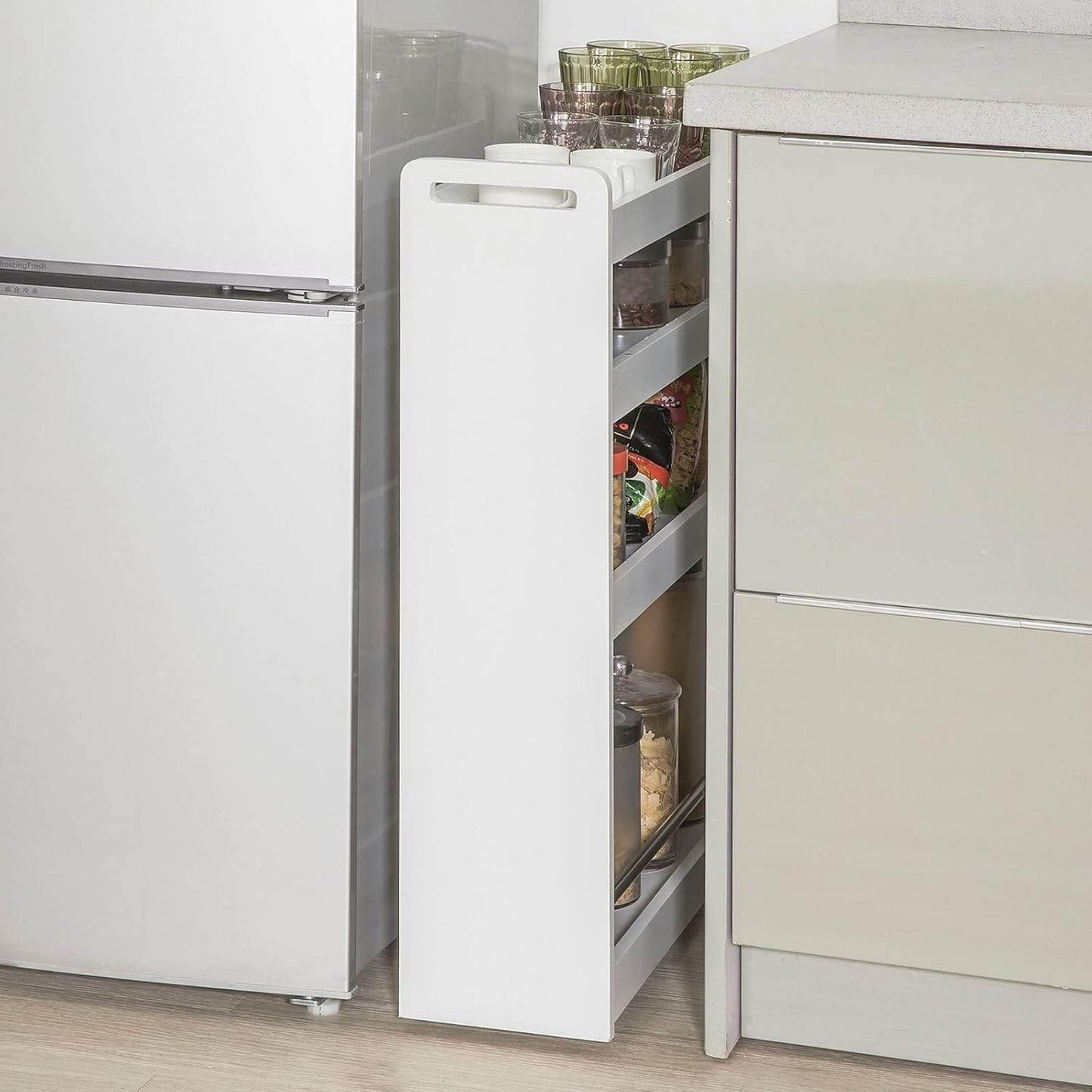 Nischenwagen 18cm breit | Badrollwagen | Küchenregal Weiss NSR01-W - Palo24