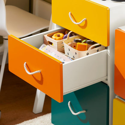 Spielzeugtruhe | Spielzeugkiste mit Deckel | Aufbewahrungsbox für Kinder | Bunt | KMB72-W