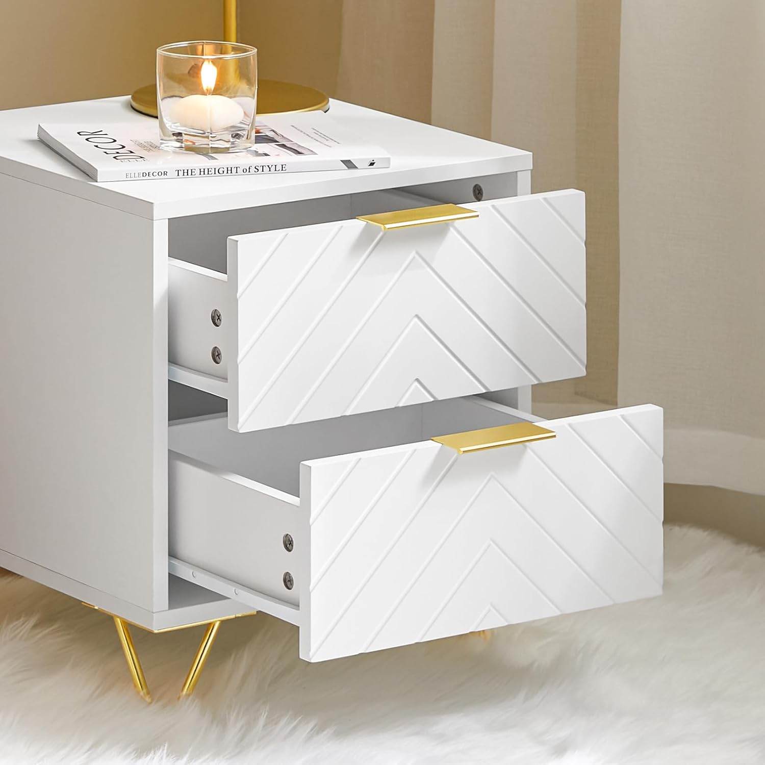 Nachttisch mit 2 Schubladen | Sofatisch | Beistelltisch | Weiss - Palo24