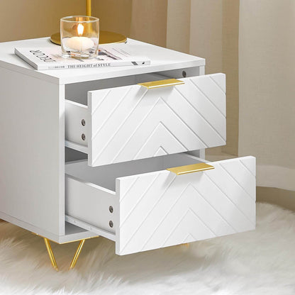 Nachttisch mit 2 Schubladen | Sofatisch | Beistelltisch | Weiss - Palo24