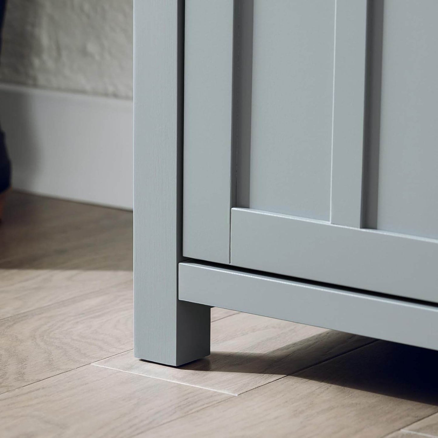 Sitzkommode | Schuhbank mit Sitzfläche | Sitzbank mit 1 Korb | Hellgrau - Palo24