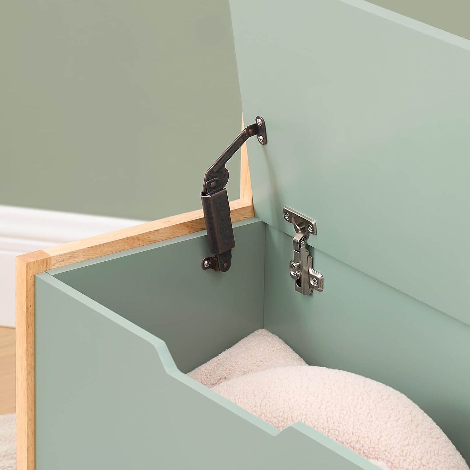 Kinder Sitzbank mit Bücherregal | Spielzeugtruhe | Aufbewahrungsbox | Grün-Natur - Palo24