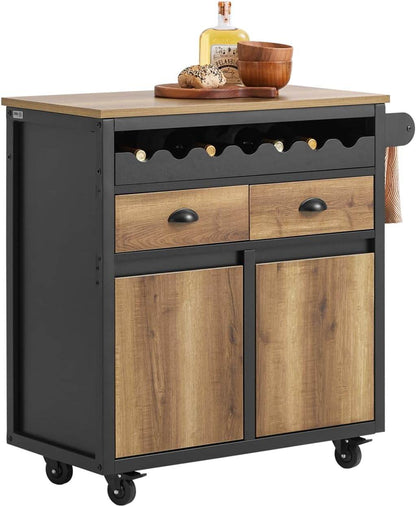 Küchenwagen Mit Flaschenablage | Servierwagen | Kücheninsel | Vintagebraun - Palo24
