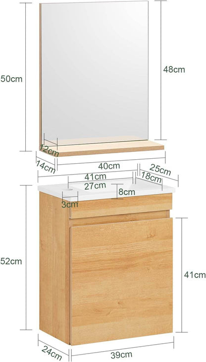 Waschbeckenunterschrank | Wandspiegel | Badmöbel Set Natur - Palo24