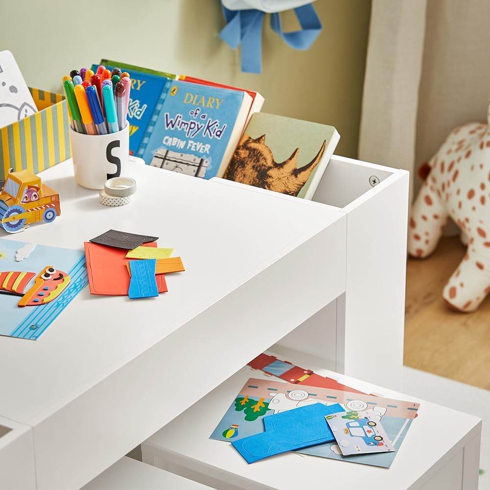 Kindertisch Mit 2 Stühlen | Kindersitzgruppe | Spieltisch | Weiss| KMB75-W - Palo24