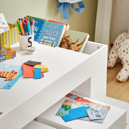 Kindertisch Mit 2 Stühlen | Kindersitzgruppe | Spieltisch | Weiss| KMB75-W - Palo24