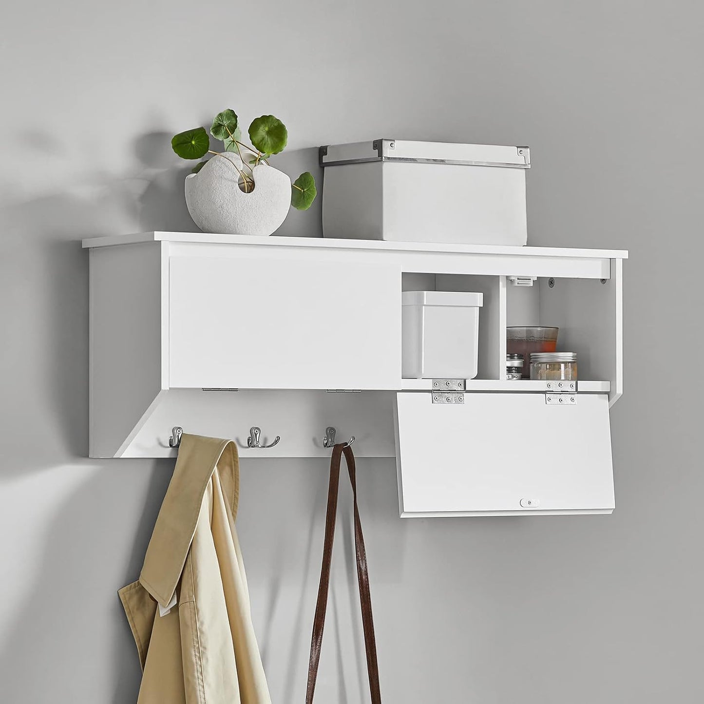 Wandgarderobe | Hängeregal | Flurgarderobe Weiss FHK24-W