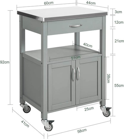Küchenwagen | Getränkewagen Fürs Büro | Servierwagen Hellgrau | FKW22-HG - Palo24