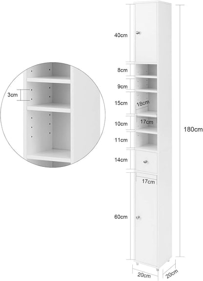 Bad Hochschrank | Badschrank | Badregal Weiss BZR34-W