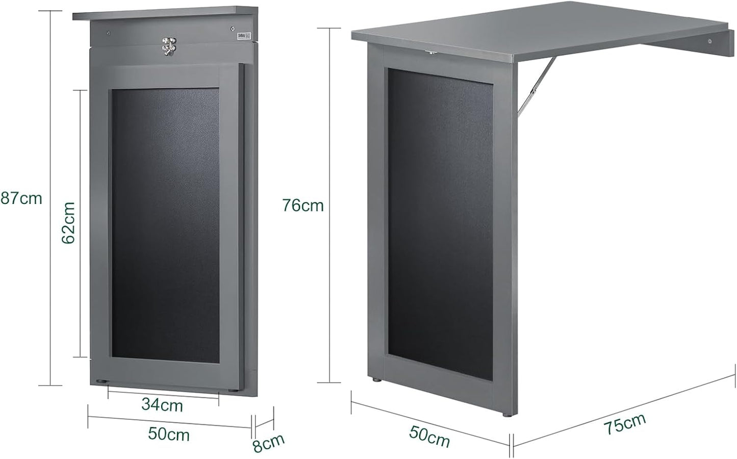 Wandtisch mit Tafel | Klapptisch | Esstisch | Memoboard | Hellgrau | FWT20-HG - Palo24