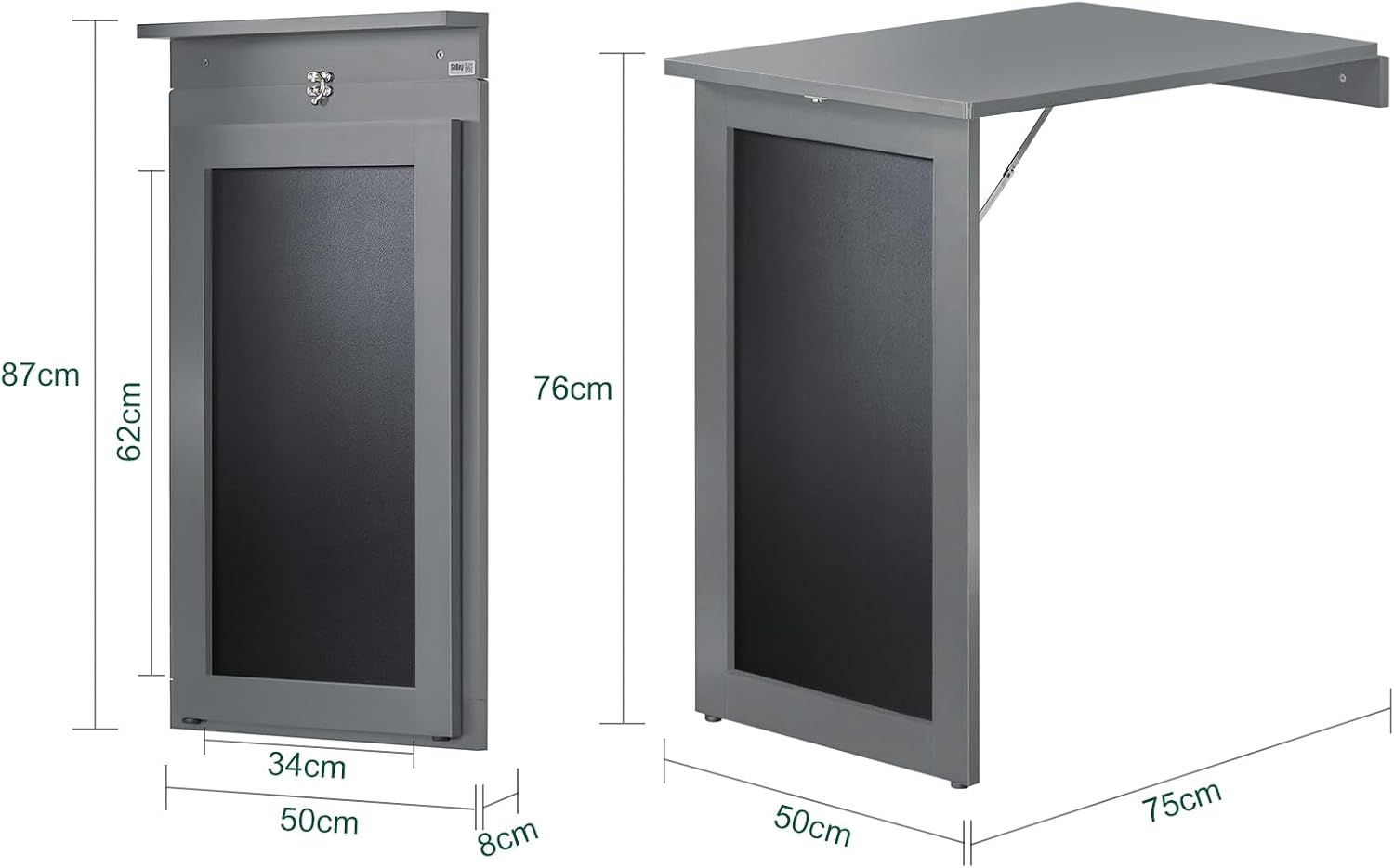 Wandtisch mit Tafel | Klapptisch | Esstisch | Memoboard | Hellgrau | FWT20-HG - Palo24