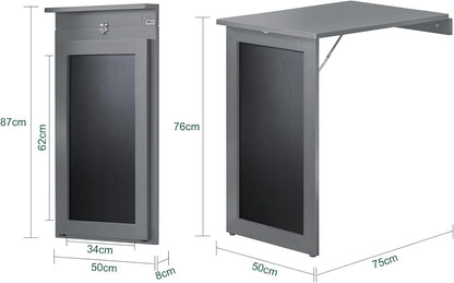Wandtisch mit Tafel | Klapptisch | Esstisch | Memoboard | Hellgrau | FWT20-HG - Palo24