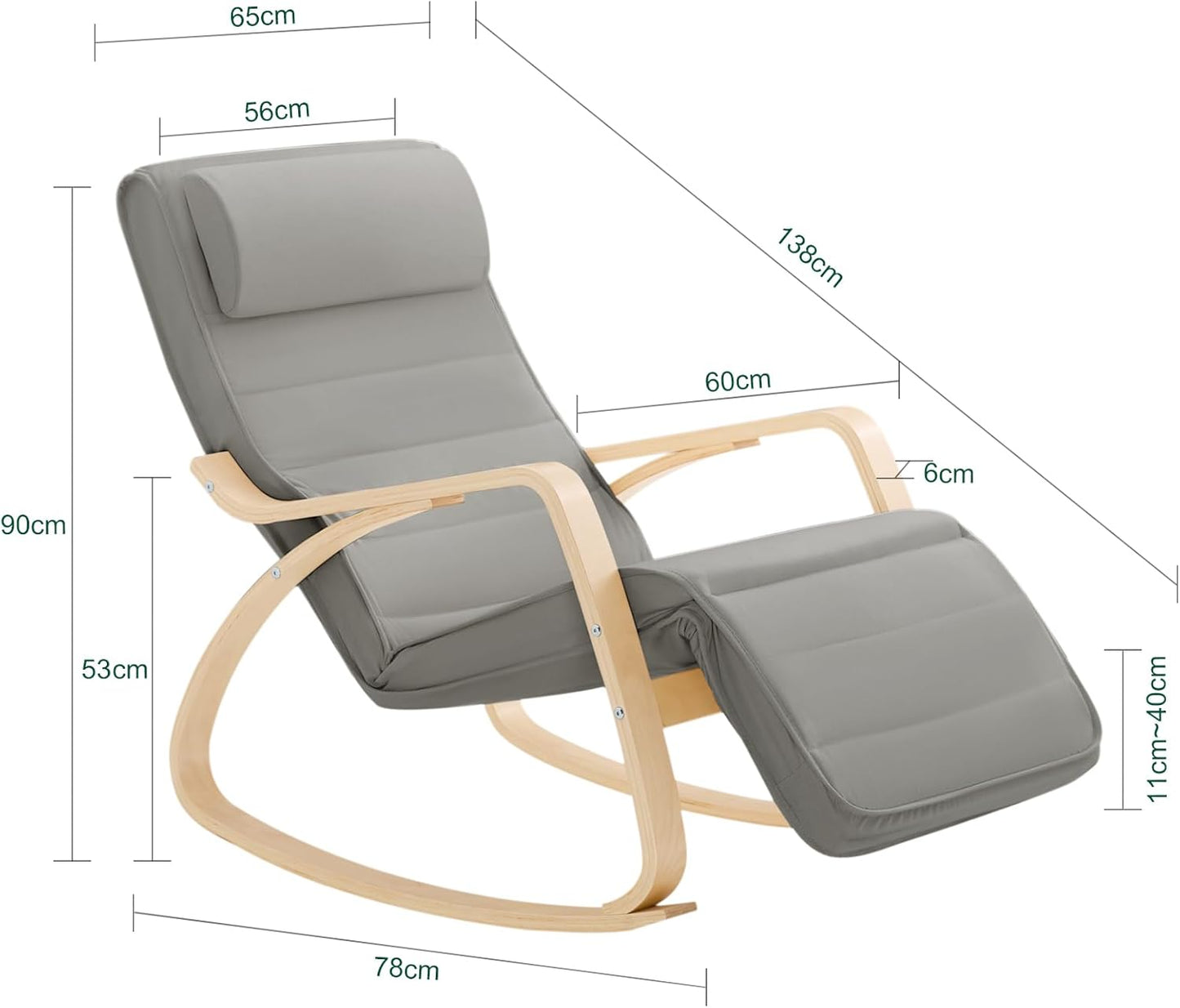 Schaukelstuhl | Stillstuhl | Schwingsessel grau | FST16-DG
