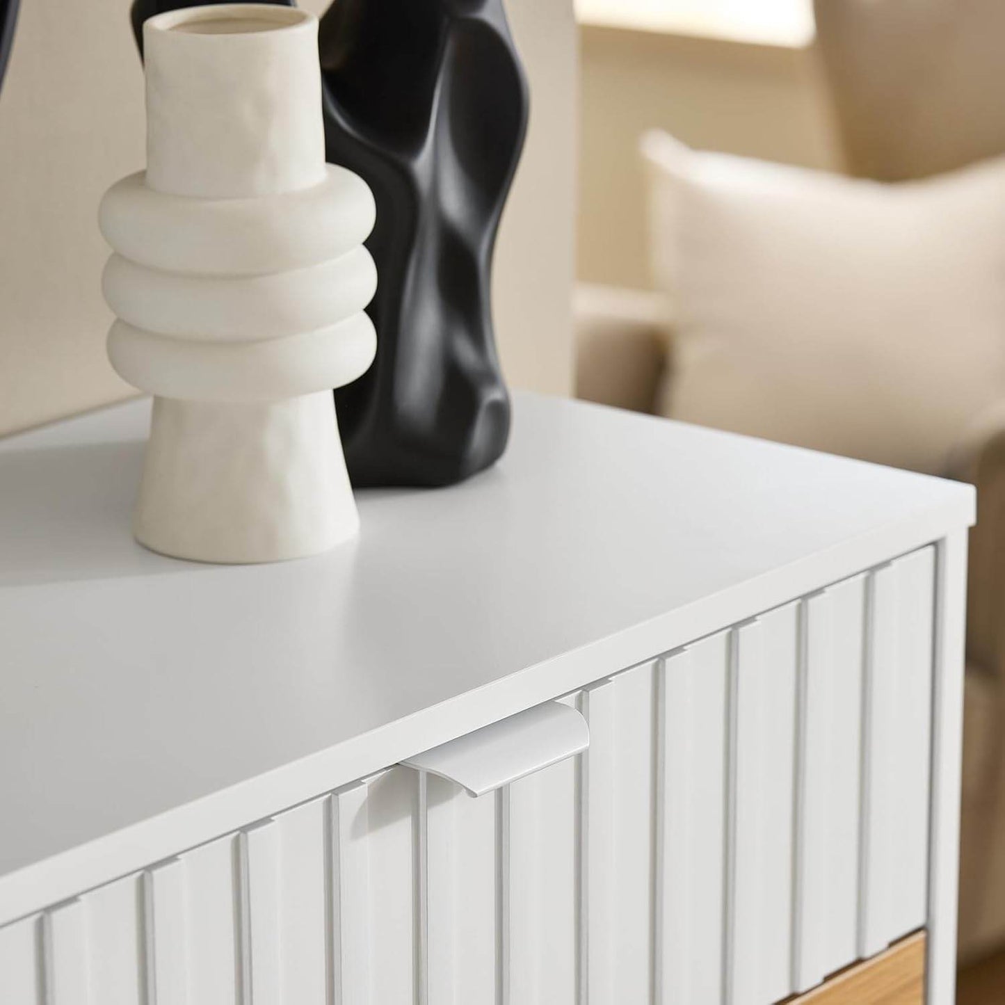 Schuhkipper mit 2 Klappen | Schuhschrank schmal | Schuhkommode | Weiss-Natur - Palo24