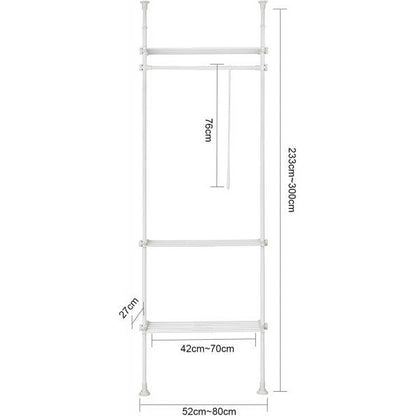 Tringle à vêtements télescopique | Système de tringle à vêtements | Portemanteau réglable | Blanc