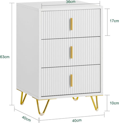 Comodino con 3 cassetti | tavolino da divano | tavolino | Bianco