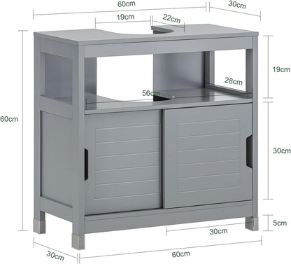 Waschbeckenunterschrank | Waschtisch | Badmöbel | Stahlgrau | FRG128-II-SG