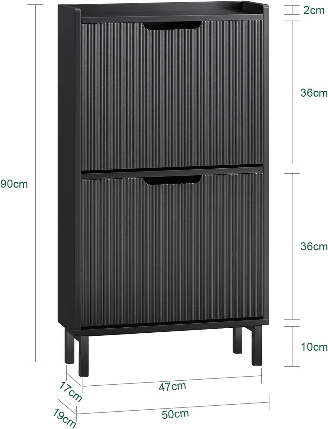 Schuhkipper mit 2 Klappen | Schuhschrank schmal | Schuhkommode Schwarz - Palo24