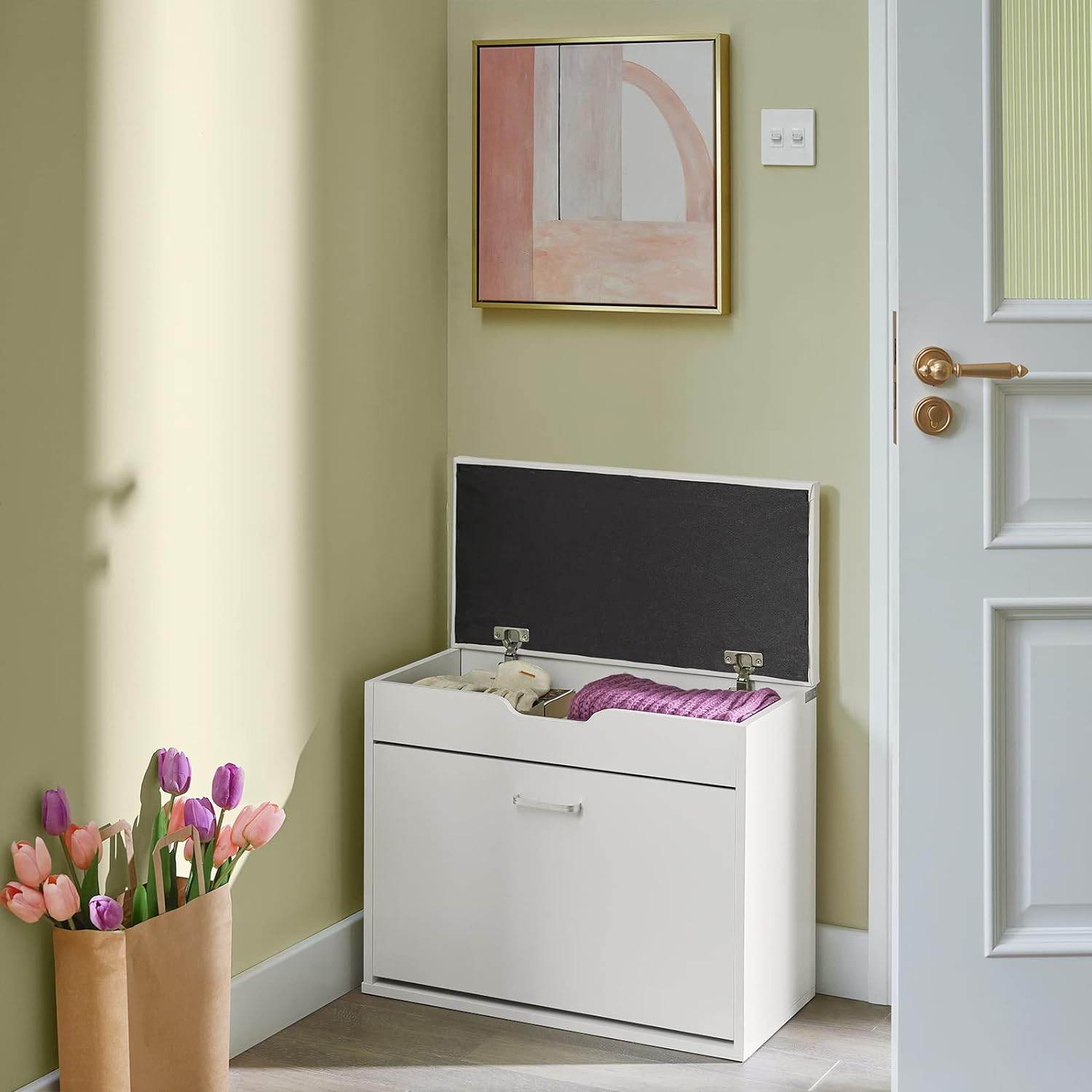 Schuhkipper | Schuhbank mit Sitzkissen | Weiss FSR95-W - Palo24