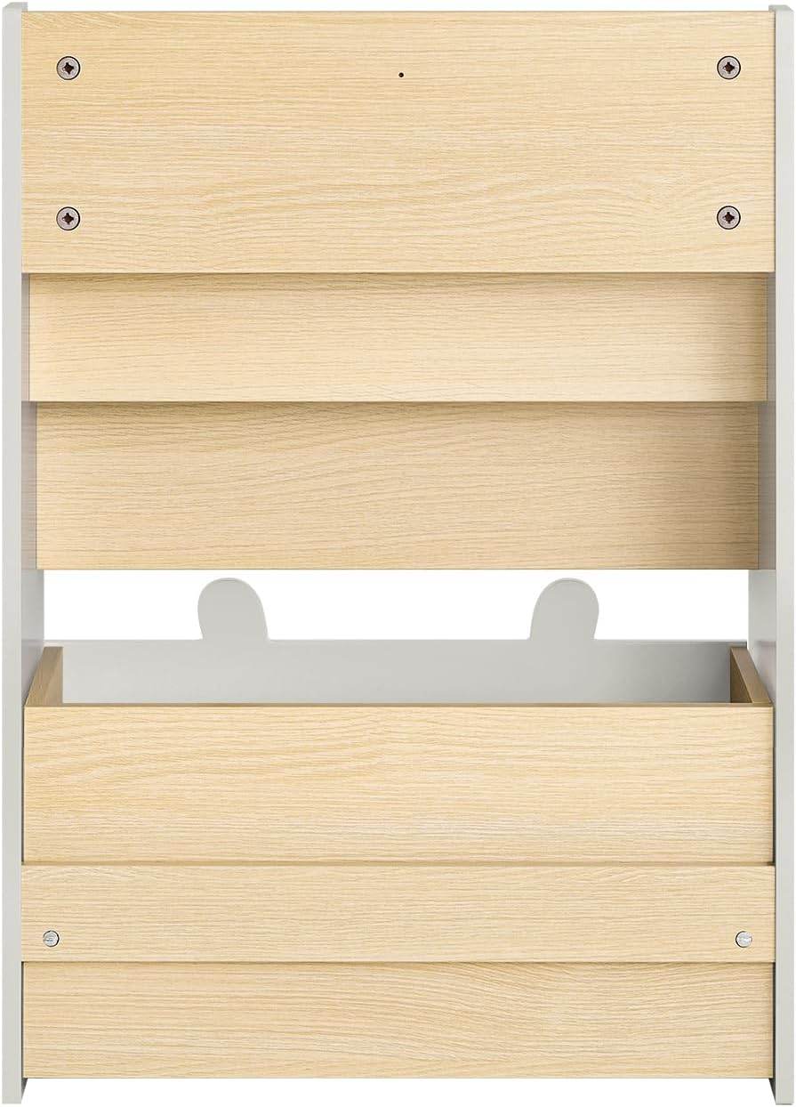 Kinderbücherregal | Spielzeugtruhe | Aufbewahrungsregal Kinderzimmer | Grau/Natur - Palo24