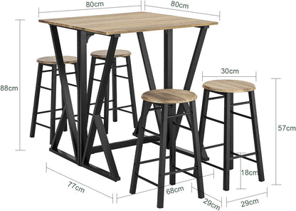 Esstisch mit 4 Stühlen | Klapptisch | 5-teilig Essgruppe | OGT24-N