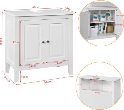 Waschbeckenunterschrank Weiss Badezimmerschrank | Landhaus | FRG202-W