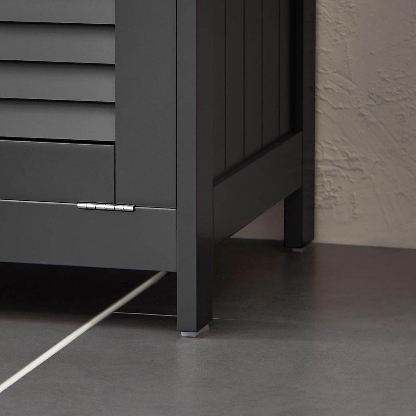 Hochschrank Mit Ausklappbarem Wäschesack Badregal Dunkelgrau - Palo24