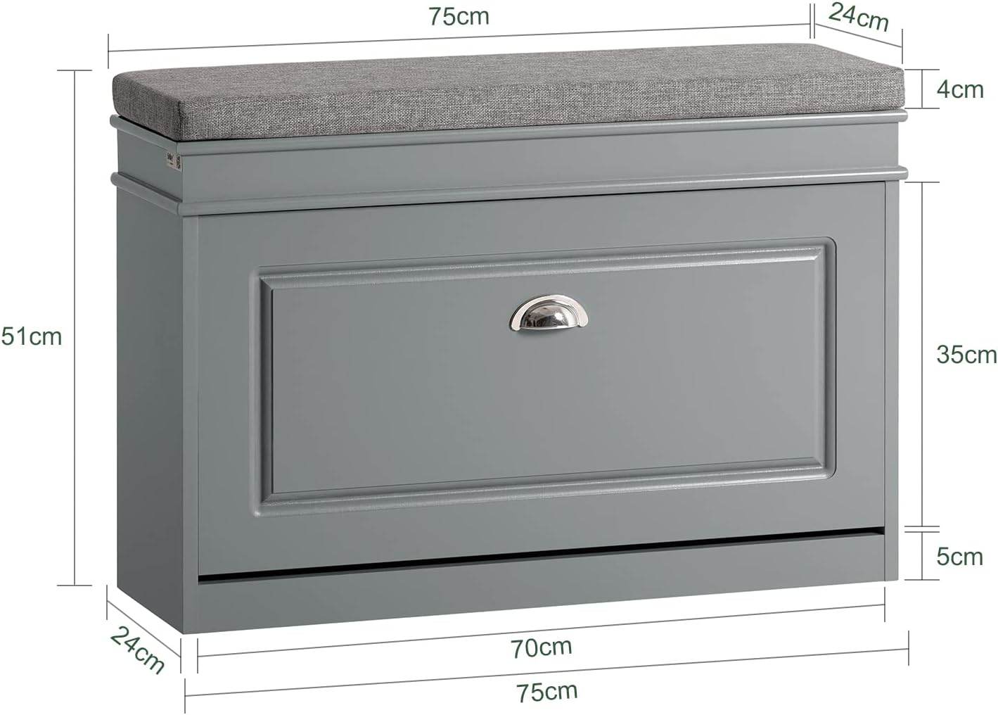 Schuhkipper | Schuhbank | Sitzbank | Schuhkommode | Schuhschrank Hellgrau | FSR82-L-HG - Palo24