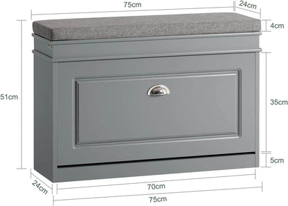 Schuhkipper | Schuhbank | Sitzbank | Schuhkommode | Schuhschrank Hellgrau | FSR82-L-HG - Palo24